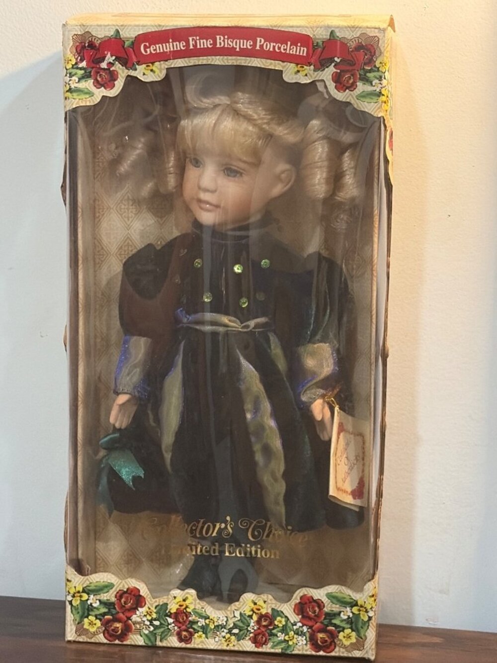 VTG Collectors Choice Limited Edition Porcelain 12" Doll In Velvet Dress NWB